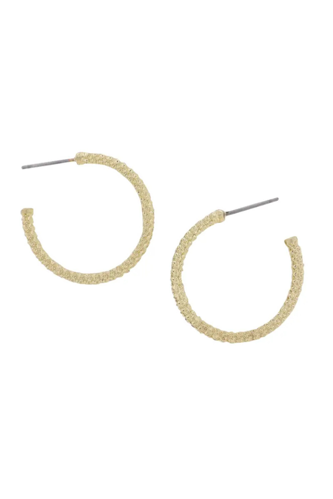 Textured Hoop Earrings - Gold