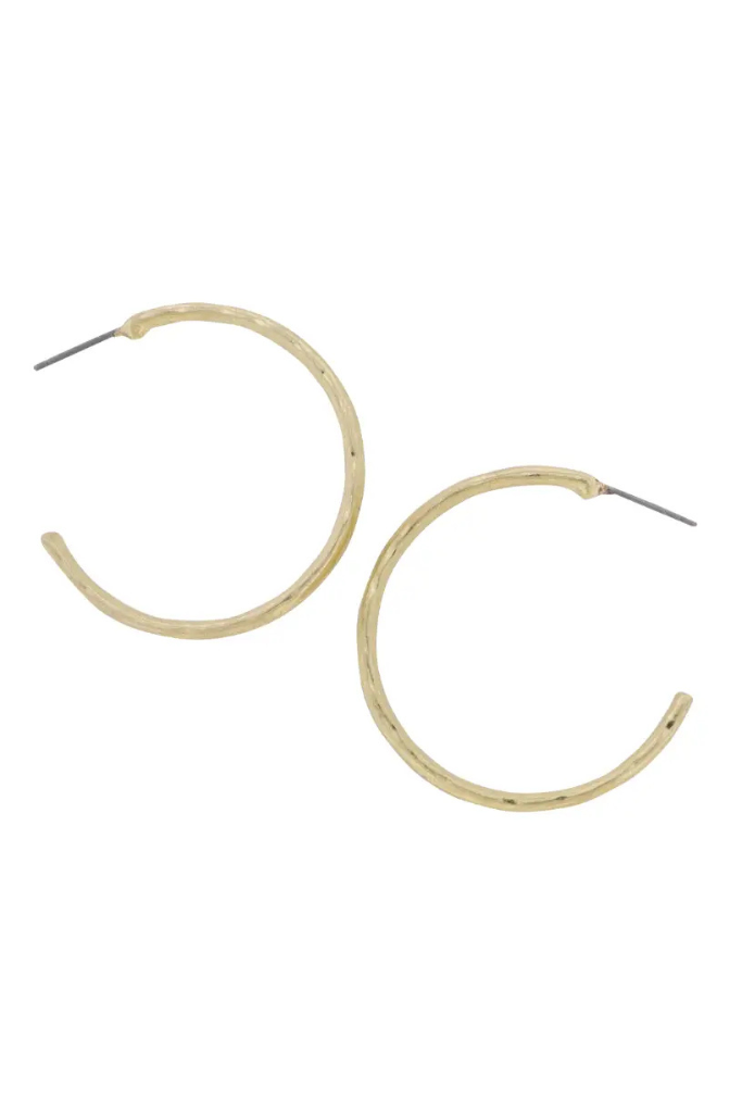 Hammered Hoop Earrings - Gold