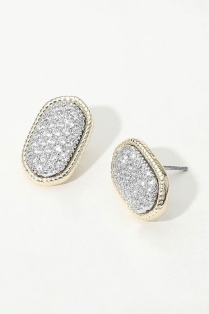 Bradley Oval Stud Earrings - Silver