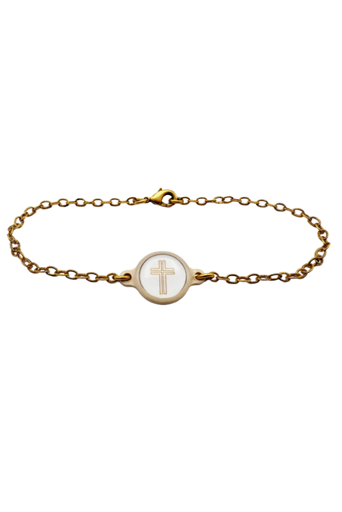 Tap To Pray™ Handmade Bracelets- White/ Gold
