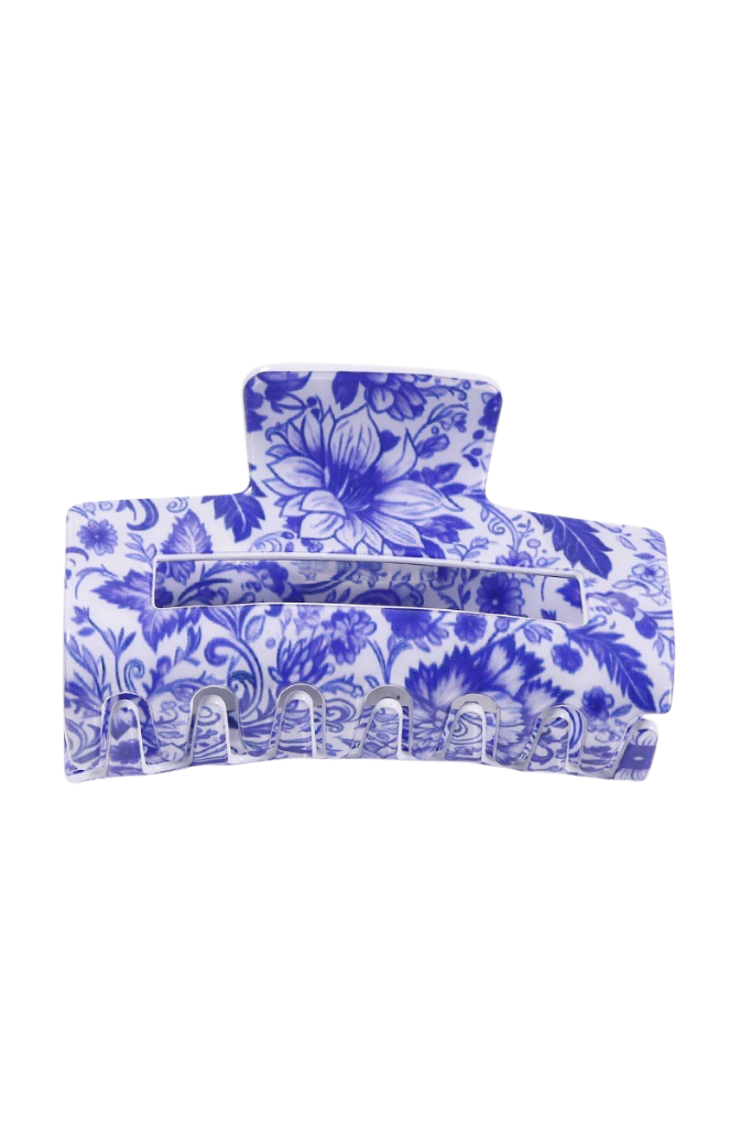 Elina Hair Claw Clip - Blue Floral