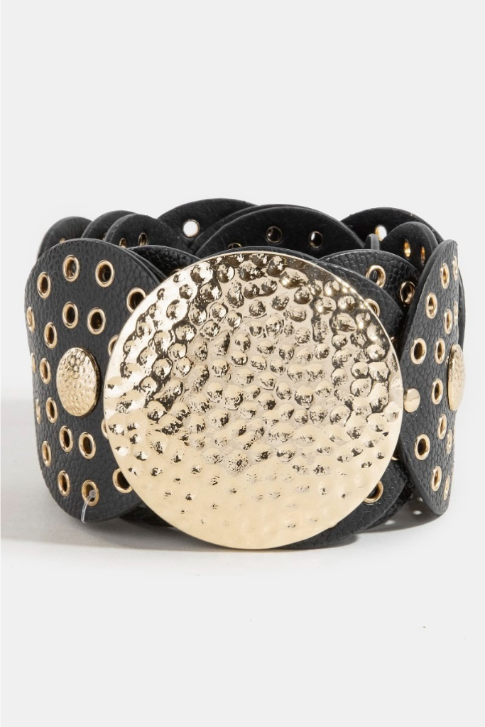 Hammered Disc Loop Belt - Black/Gold