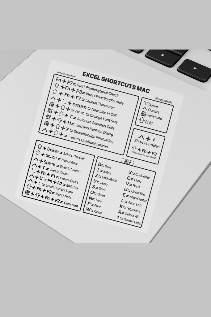 Windows Excel Cheat sheet Sticker