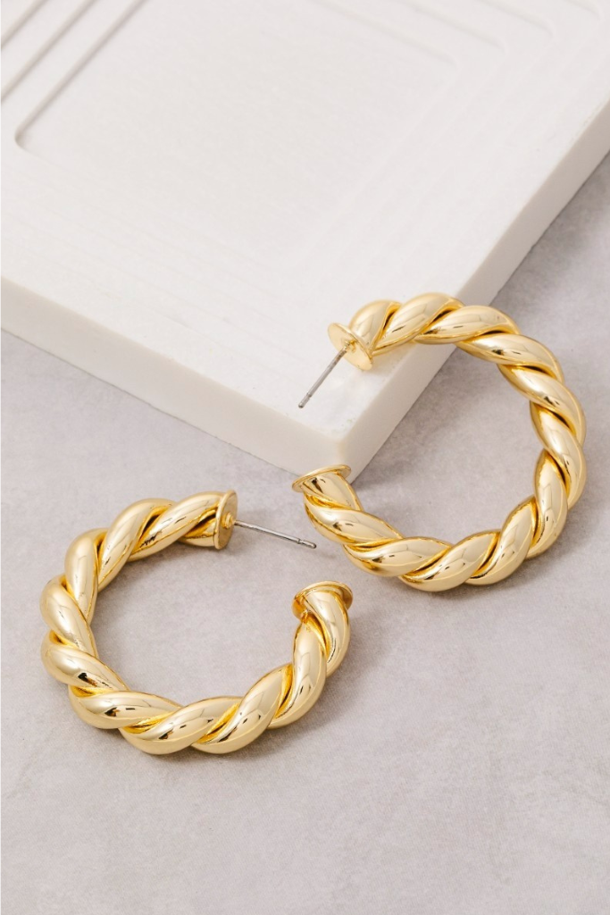 Twisted Love Hoop Earrings - Gold