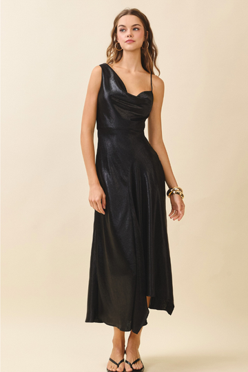 Warning Shot Metallic Midi Dress - Black