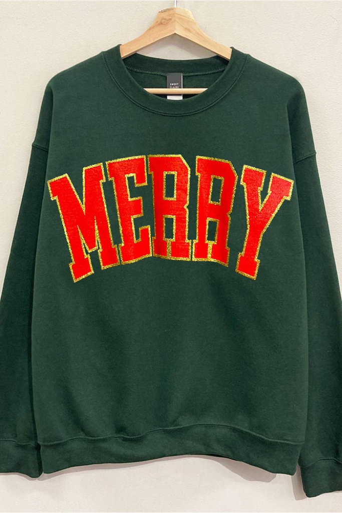 Merry Glitter Sweatshirt - Dark Green