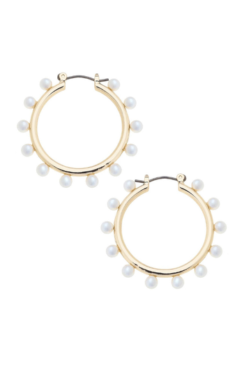 Canvas Winslie Pearl Studded Hoop Earrings - Ivory
