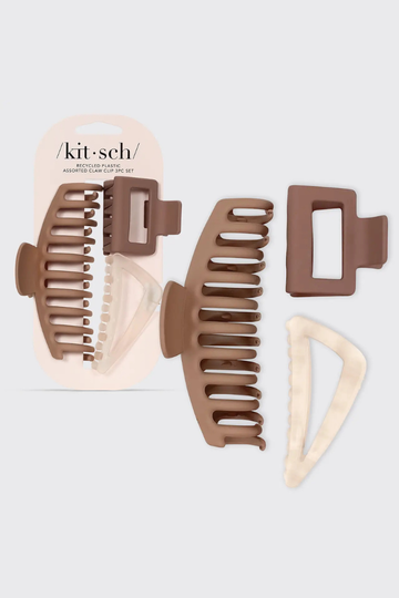 Kitsch Plastic Assorted Claw Clips - 3pc