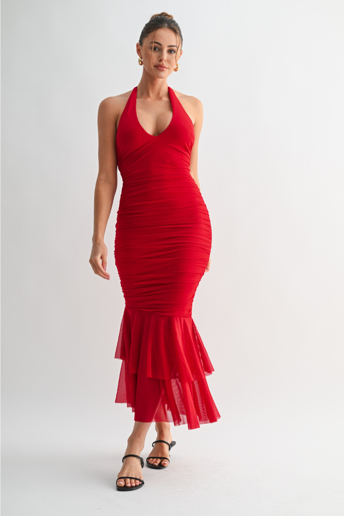Miller Halter Maxi Dress - Red