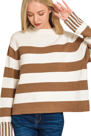 Nory Striped Sweater - Camel