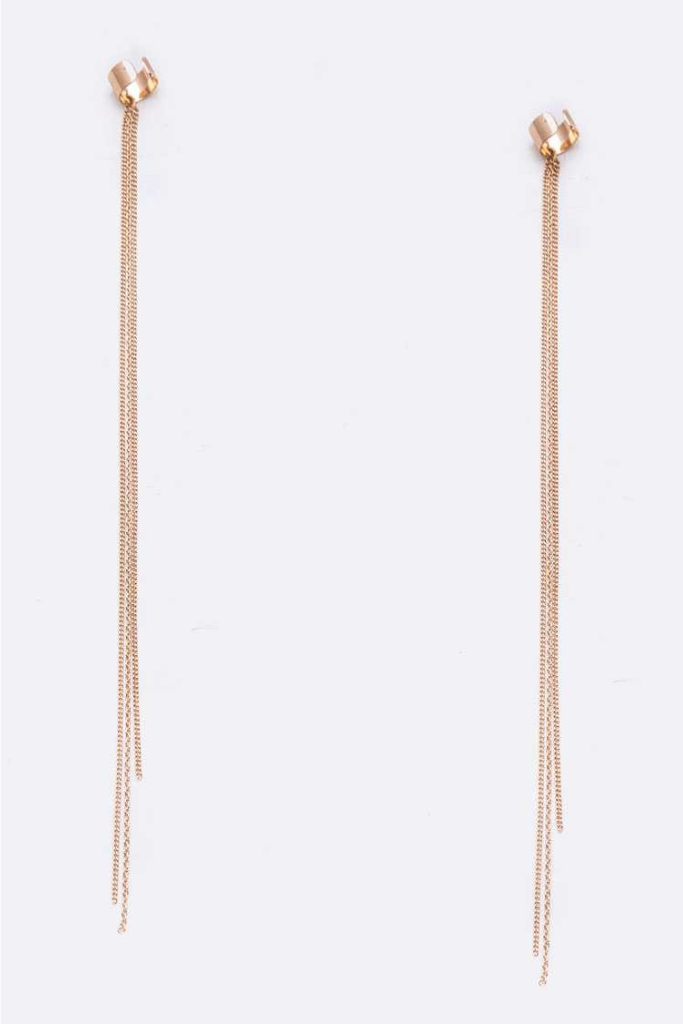 Cersei Tassel Earring Cuffs - Gold