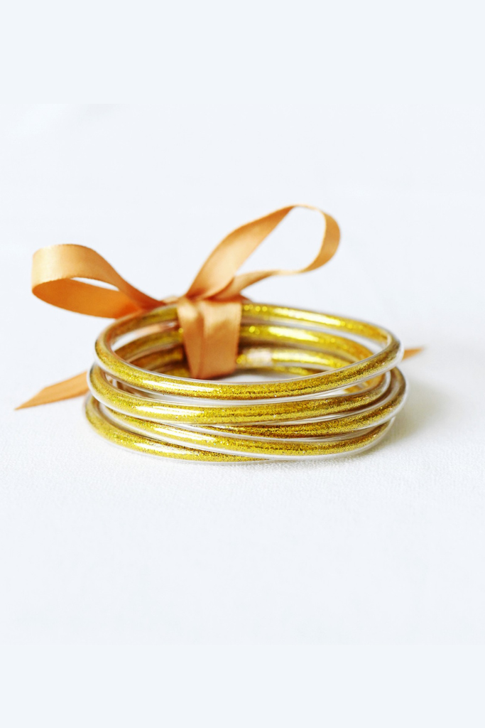 Glitter Jelly Bangle Bracelet Set - Gold