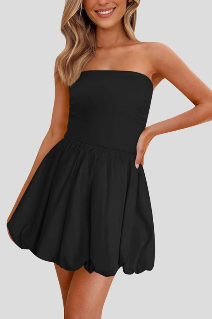Evan Bubble Mini Dress - Black
