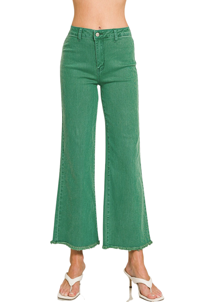 This Time Washed Straight Leg Jeans - Kelly Green
