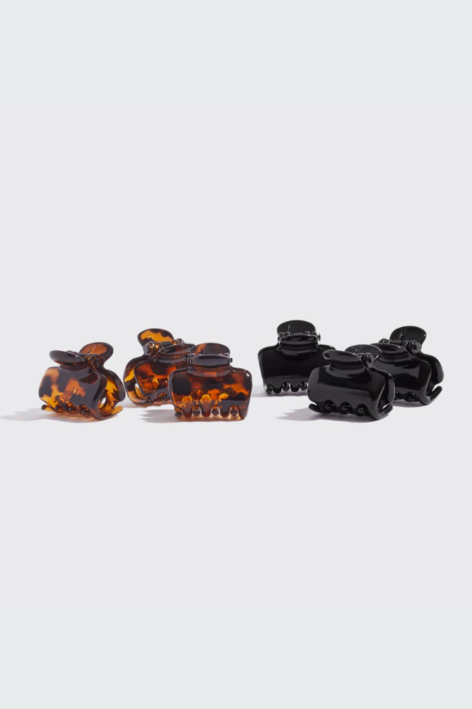Recycled Plastic Puffy Claw Clips Set- Black/Tort