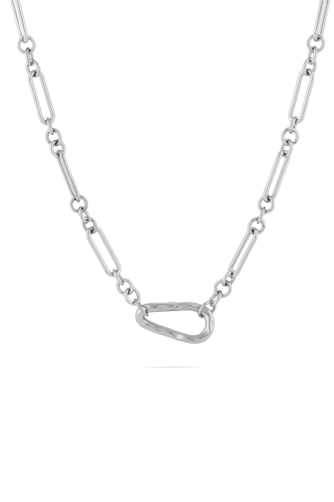 Linked  Carabiner Necklace - Silver