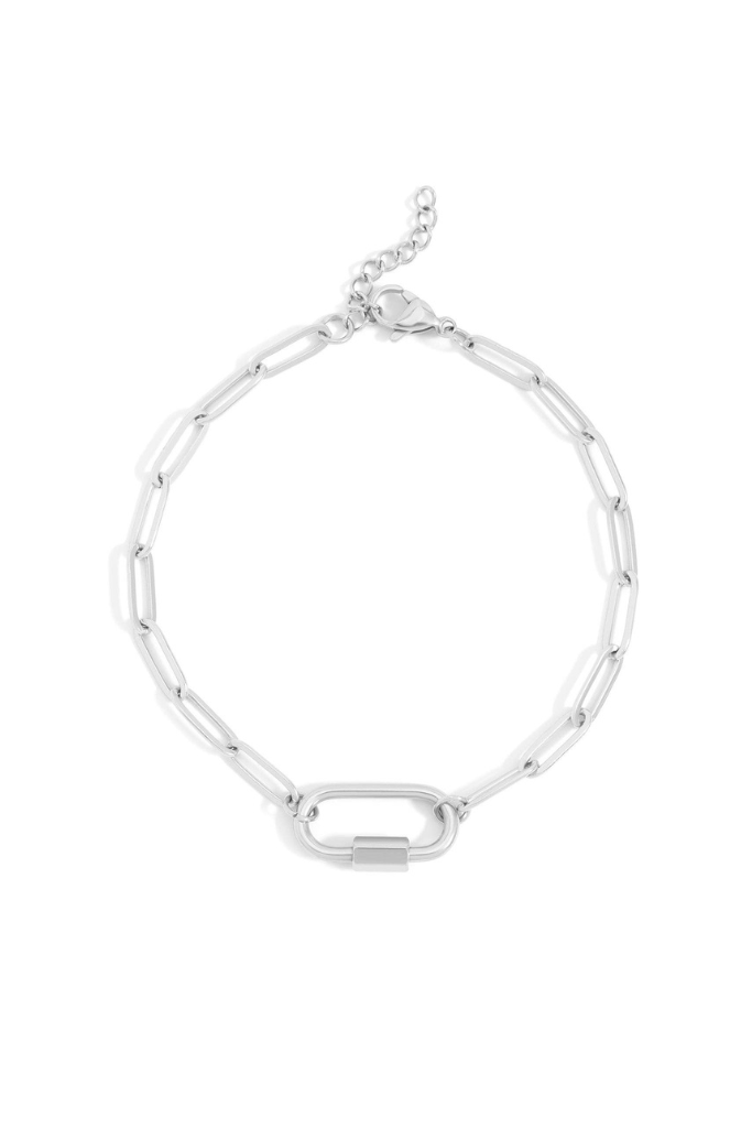 Paperclip Carabiner Bracelet - Silver