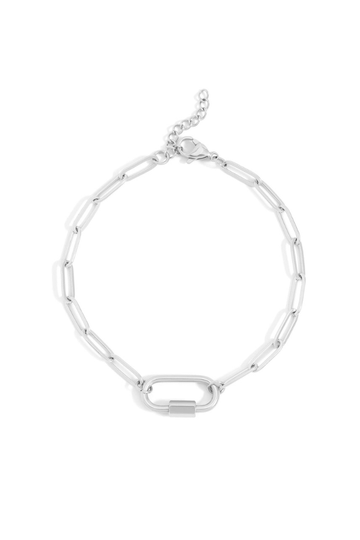 Paperclip Carabiner Bracelet - Silver