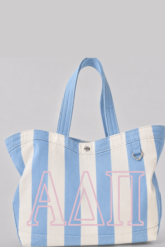 Embroidered Striped Canvas Tote - ADII