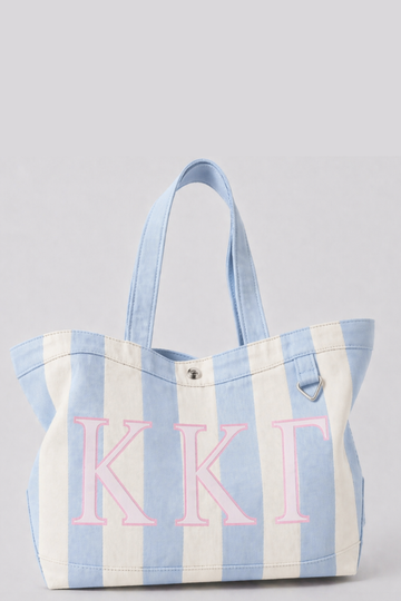 Embroidered Striped Canvas Tote -  KKG