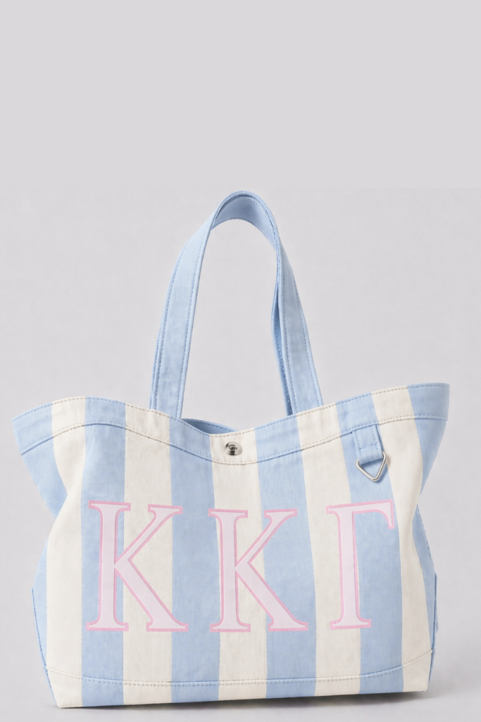 Embroidered Striped Canvas Tote -  KKG