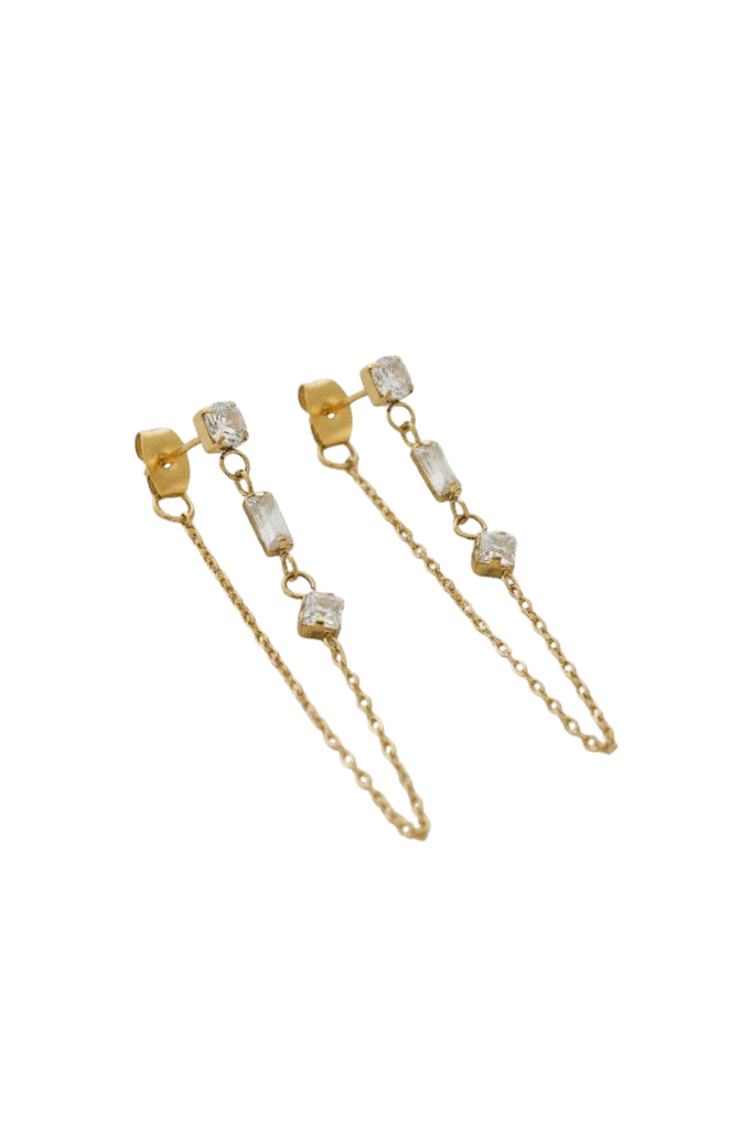 On Course Chain Drop Earrings - Gold