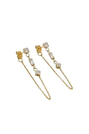 On Course Chain Drop Earrings - Gold