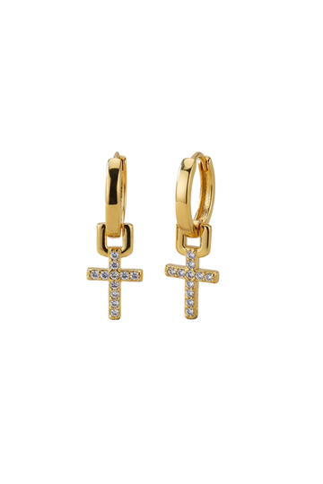 Mini Faith Cross Earrings - Gold