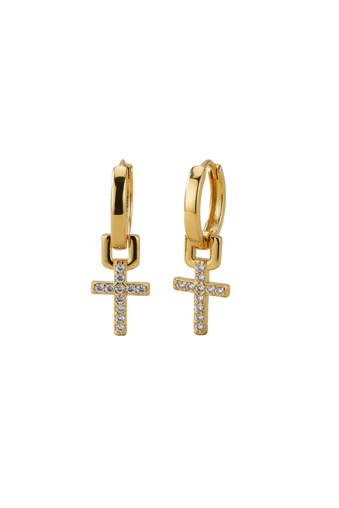 Mini Faith Cross Earrings - Gold