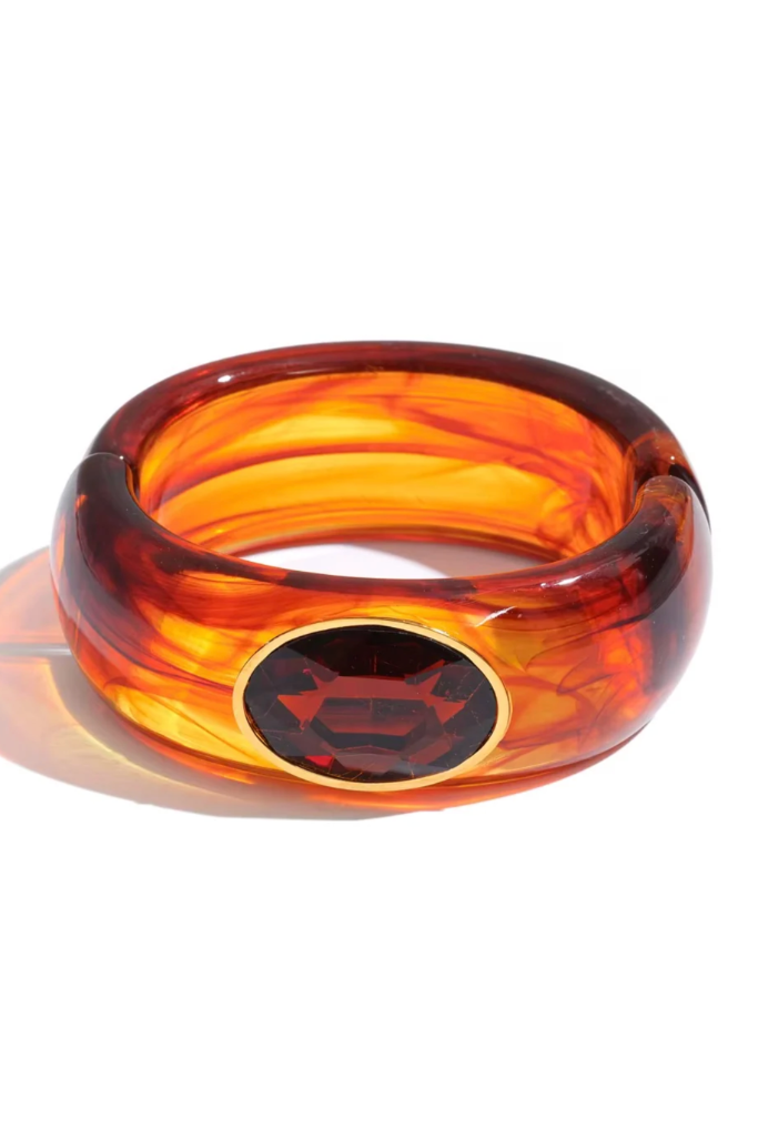 Gemstone Resin Cuff Bracelet - Amber