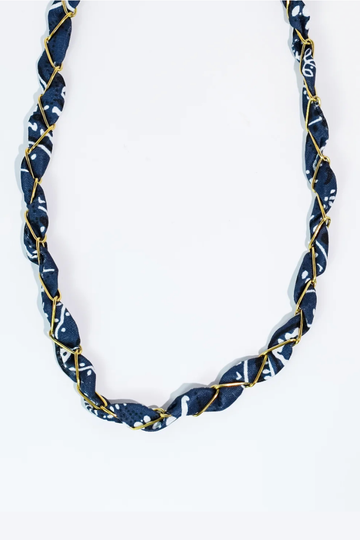 Bandana Twist Necklace -Navy/Gold