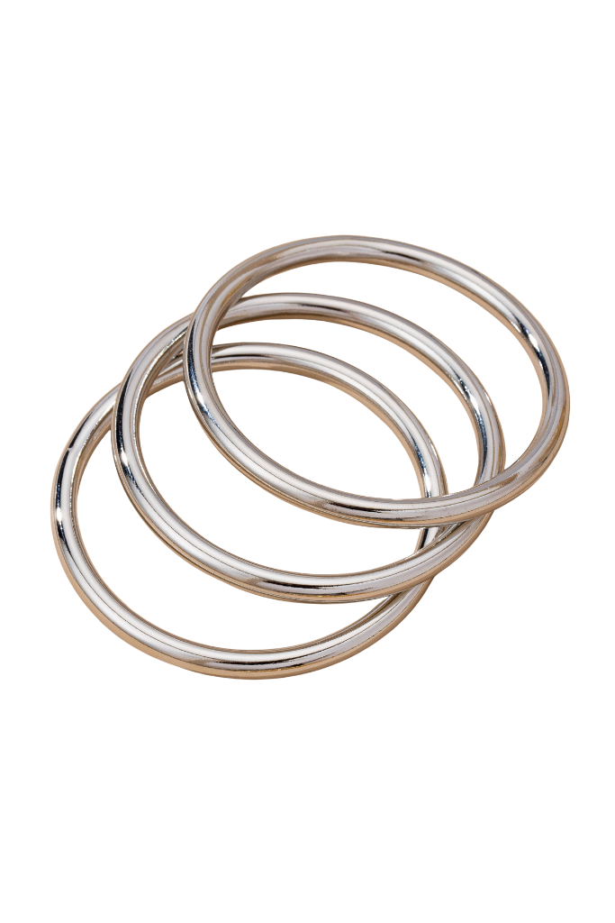 Triple Take Tube Bangle Set - Silver