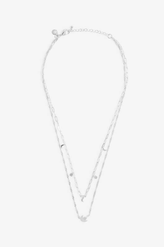 Stacks Of Style Moon Necklace in Silver Plating