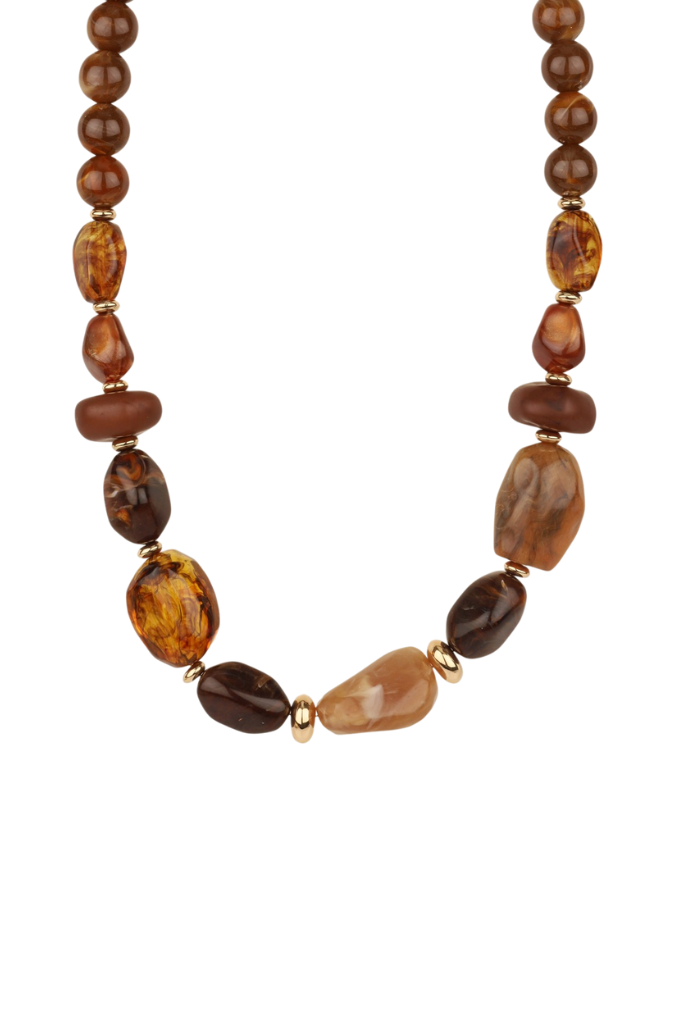 Baroque Stone Beaded Necklace - Brown
