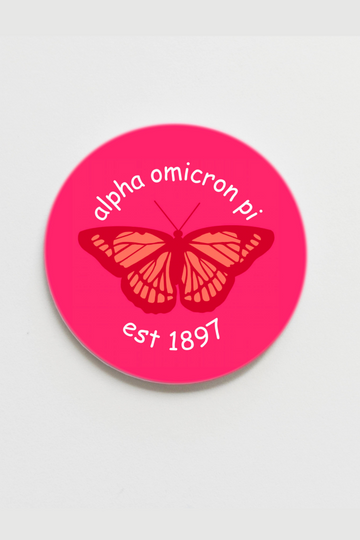 Alpha Omicron Pi Greek Butterfly Button - 1.50 inch