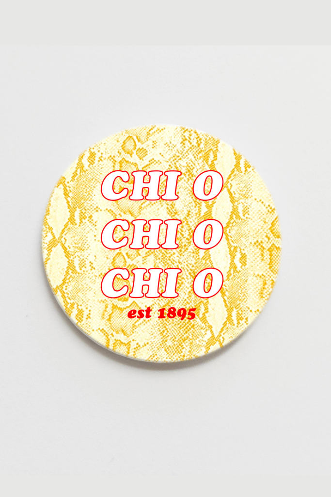 Chi Omega Greek Snake Print Button - 3.00 inch