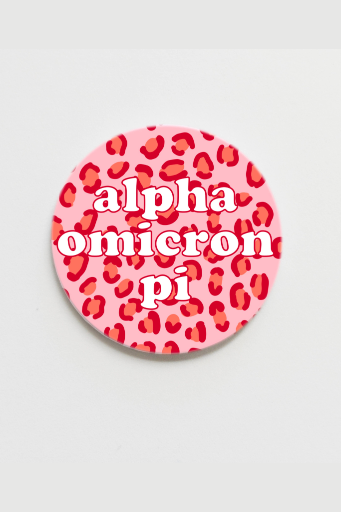 Alpha Omicron Pi Cheetah Greek Button - 3.00 inch