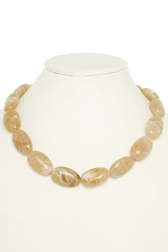 Marbled Stone Necklace - Beige