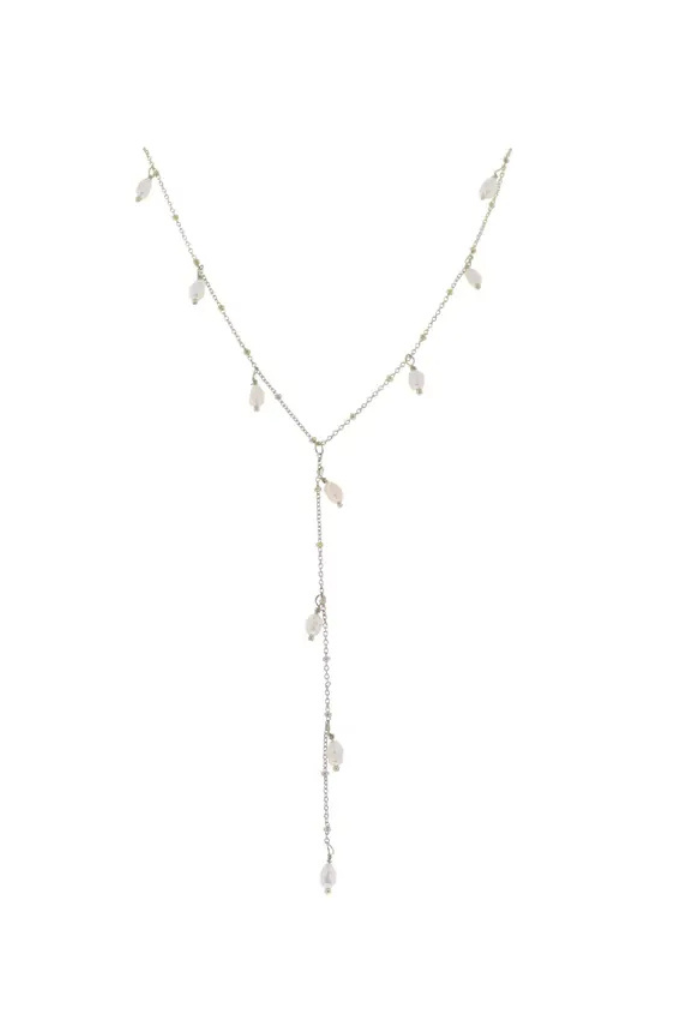 Satellite Chain Necklace- Gold Pearl