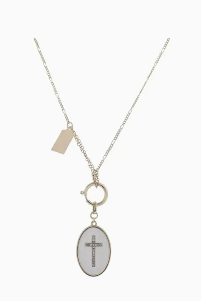 Cross Figaro Chain Necklace - Gold