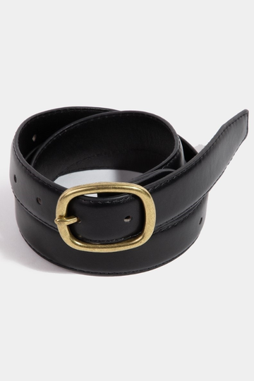 Portia Oval Buckle Belt - Gold/Black