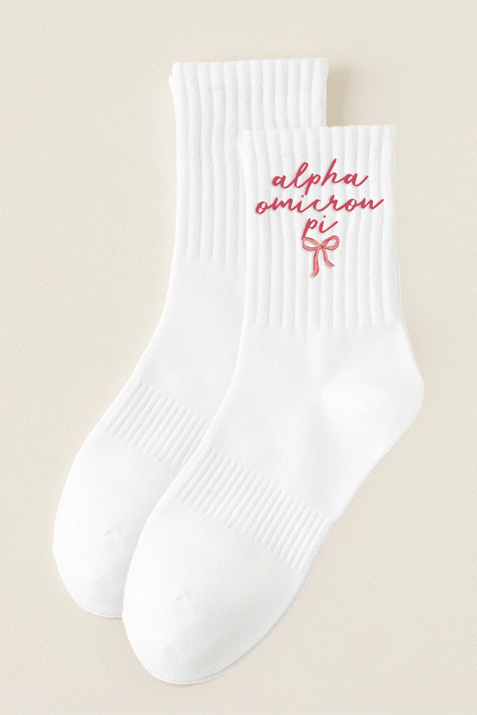 Embroidered Crew Socks - Alpha Omicron Pi