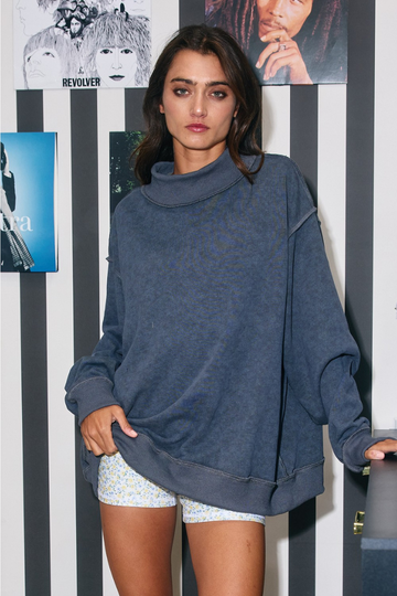 Next To You Mock Neck Sweatshirt - Charcoal