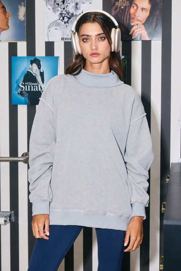 Next To You Mock Neck Sweatshirt - Grey