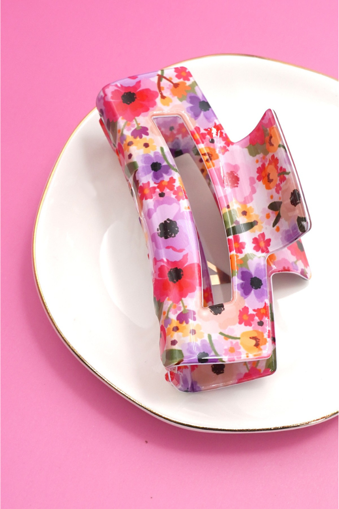 Oaklynn Floral Hair Clip - Dark Pink