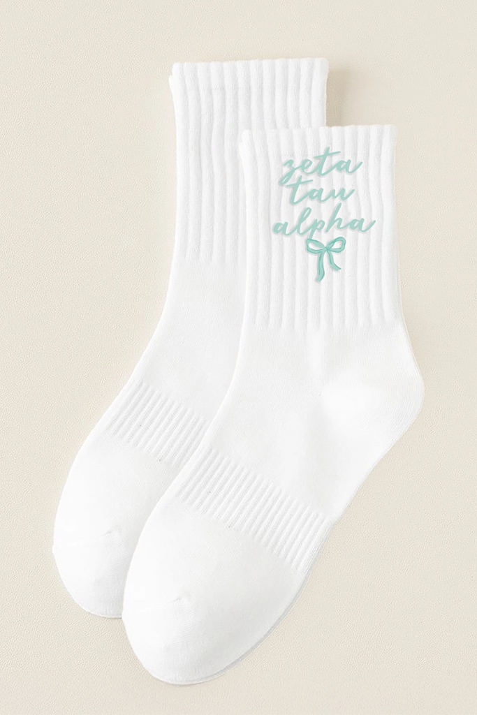 Embroidered Crew Socks - Zeta Tau Alpha