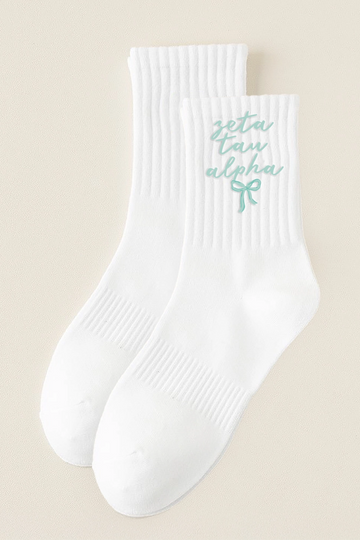 Embroidered Crew Socks - Zeta Tau Alpha