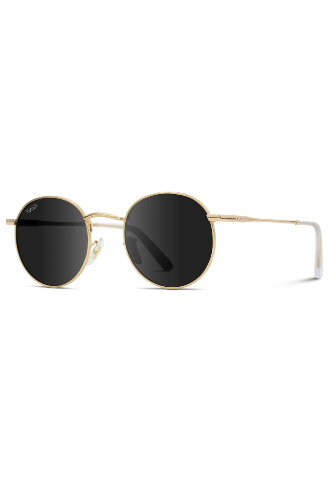 WMP Nevada Retro Round Sunglasses - Black/Gold