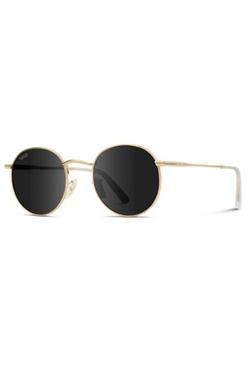 WMP Nevada Retro Round Sunglasses - Black/Gold