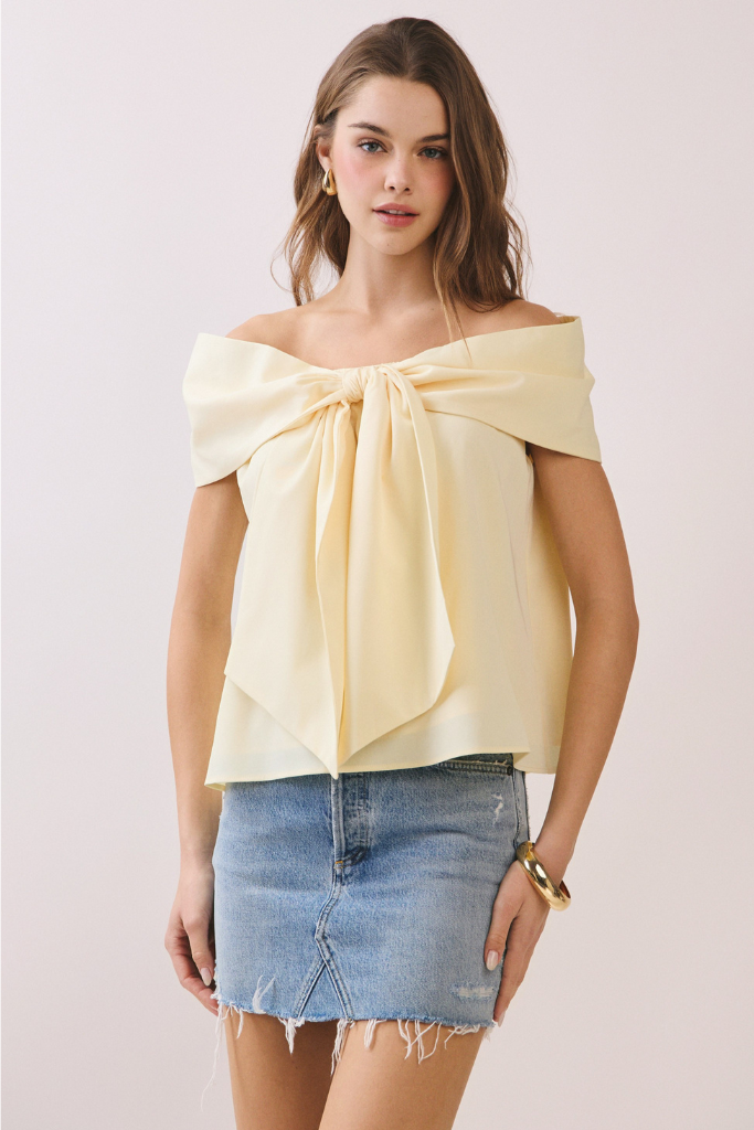 Strike It Bow Off Shoulder Top - Butter Yellow